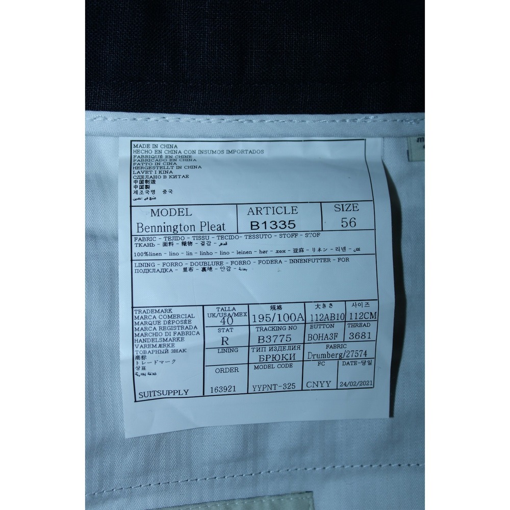 NWT Suitsupply Men's Size IT 40/38 Waist Navy Blue Linen Bennington Pleat Shorts - Picture 9 of 11
